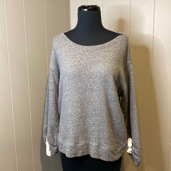 Splendid Extra Small Wide Neck Tied Cuffs Hole Comfy Relaxed Fit Sweatshirt. XS - Picture 1 of 6